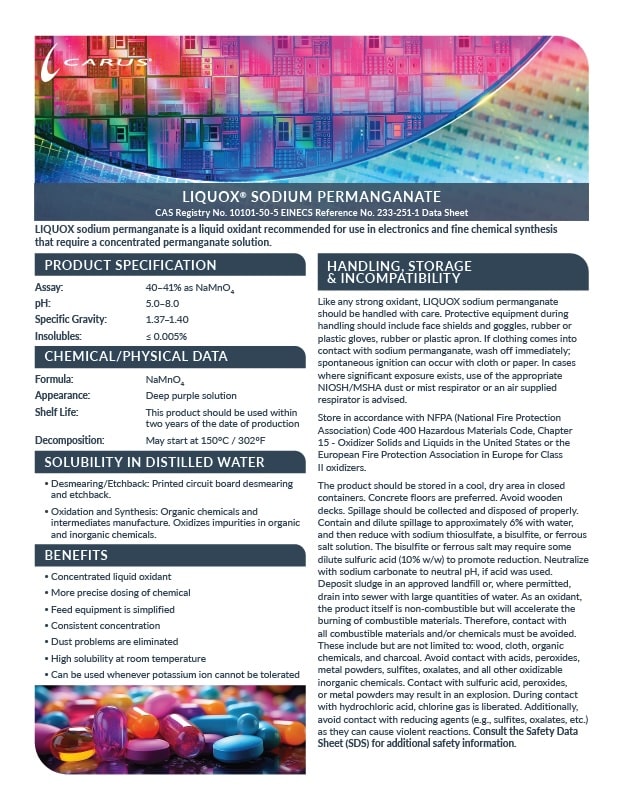 LIQUOX Sodium Permanganate Product Data Sheet Cover Image